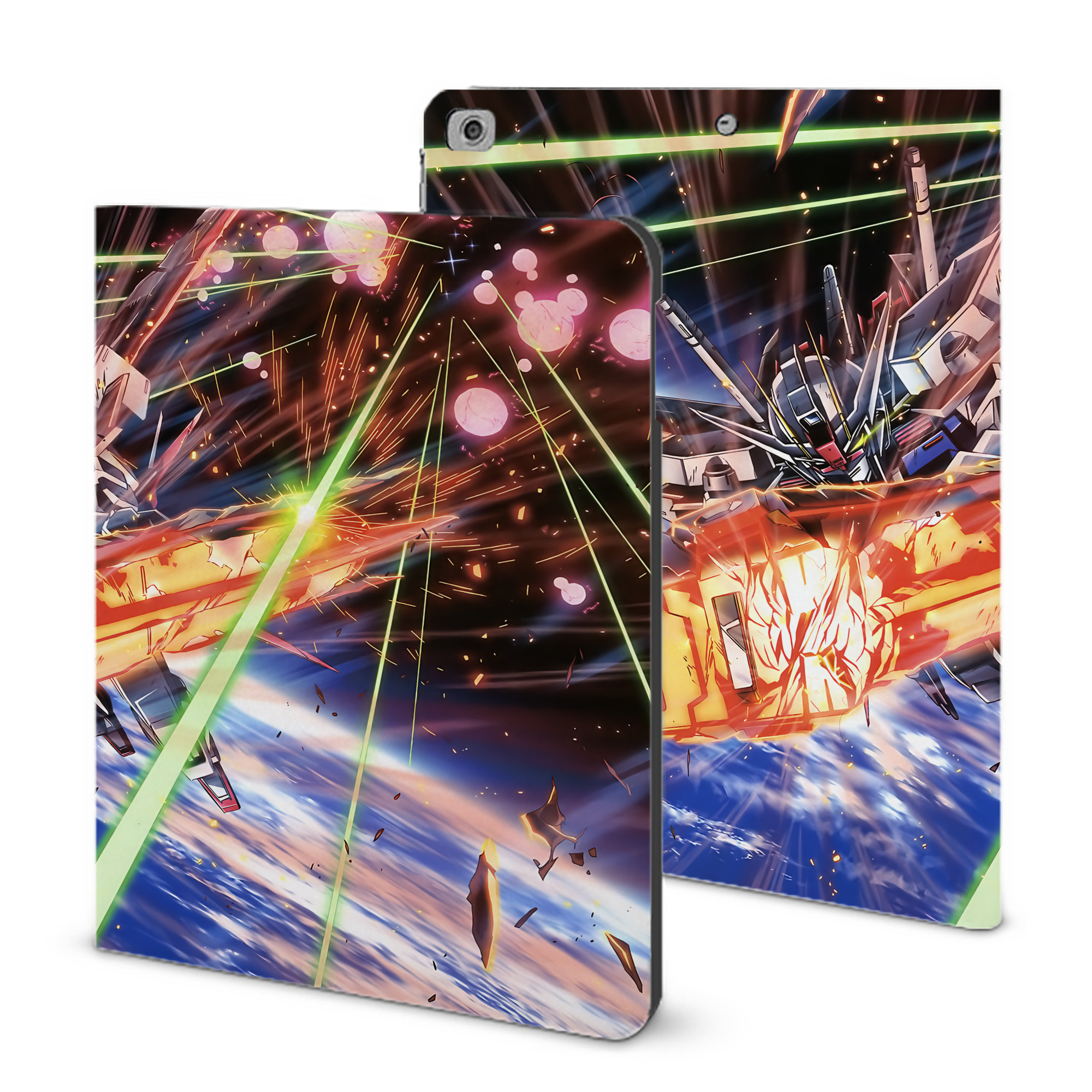 （画像用） 機動戦士ガンダム Mobile Suit Gundam IPad ケース ブック型 PUレザー TPU 耐衝撃 軽量 薄型 ペン収納なし 全面保護 IPad 各モデル対応